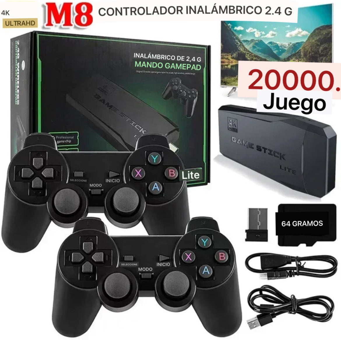 Consola Mini Retro Games 🕹️ + 2 Controles 🎮